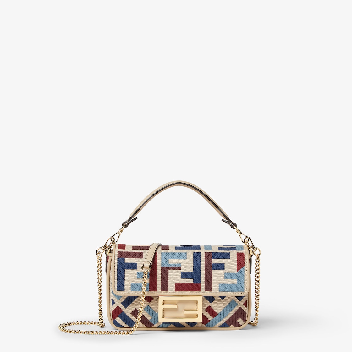 FENDI Baguette® Mini Canvas bag with multicolor FF embroidery - Image 1
